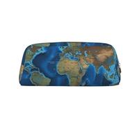 FHEDVBN World Map Makeup Bag Travel Toiletry Bag Big Pencil Bag for Women Men Leather Zipper Coin Pouch Purse