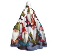 FHEDVBN Xmas Funny Gnomes Hooded Cloak Cape Unisex Adult Knight Costume Medieval Robe Long Halloween Cosplay Outfit