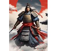 Fheeao 5D AI Diamond Painting Samurai Diamond Art Kits Adults/Kids Square Full Drill Diamond Painting Kit DIY Dimond Picture Art for Beginner Home Wall Decor Birthday Gift 30x50cm/12x20 inch