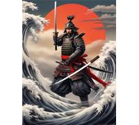 Fheeao 5D Diamond Painting Kits for Adults, Full Square Drill Samurai Diamond Art DIY AI Diamond Painting Crystal Art Kits for Beginner/Kids Home Wall Decor Birthday Gift 50x60cm/20x24 inch