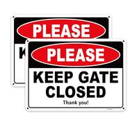 FHEGI 2 PC Please Keep Gate Closed Sign - 10"x7" Aluminum Keep Gate Closed Sign Dogs - Please Close Gate Sign - Keep Gate Locked Sign - Close the Gate Sign