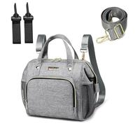 FHELAD 5-in-1 Small Diaper Bag Backpack Convertible Tote with 9 Pockets (2 Insulated Bottle Pockets), Waterproof Oxford Cloth Mini Diaper Purse for Quick Trips, Gray