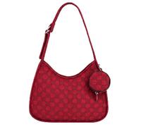 FHELAD Checkered Shoulder Bag for Women, Small Hobo Bag with Adjustable Strap, Purses for Shopping, Dates, Travel, Red