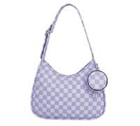FHELAD Checkered Shoulder Bag for Women, Small Hobo Bag with Adjustable Strap, Purses for Shopping, Dates, Travel, Purple, S
