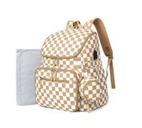 FHELAD Diaper Bag Backpack with Changing Pad & Stroller Clips, Large Waterproof Travel Baby Diaper Bag for Newborn, Moms (Light Brown)