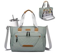 FHELAD Diaper Bag Tote, Large Tote Diaper Bag with 16 Inch Laptop Compartment for Mom and Dad, Multifunction baby tote bag, Dark Green, L