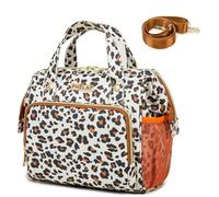 FHELAD Small Diaper Backpack, Leopard Print Insulated Diaper Bag, Multiple Pockets Stroller Accessory, Comfortable Handle for Moms, Stylish Pañaleras para Bebe, Perfect Baby Carrier Bag