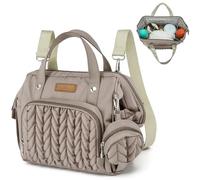 FHELAD - Small diaper bag, kids diaper bag, mini bag for shopping, walking, compact backpack for travel, Brown Taupe with Pacifier Case, Chica