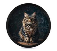 FHESDCW 10 Inch Silent Wall Clock Round Modern Decorative Clocks - Battery Operated, Cute and Lovely Cat Wall Clock for Office, Bedroom, Living Room, Black-Style