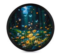 FHESDCW 10 Inch Silent Wall Clock Round Modern Decorative Clocks - Battery Operated, Fireflies and Enchanting Forests Wall Clock for Office, Bedroom, Living Room, Black-Style