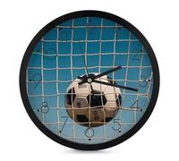 FHESDCW 10 Inch Silent Wall Clock Round Modern Decorative Clocks - Battery Operated, Football in The Football Network Wall Clock for Office, Bedroom, Living Room, Black-Style