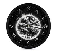 FHESDCW 10 Inch Silent Wall Clock Round Modern Decorative Clocks - Battery Operated, The Mysterious Burning of The Sun Wall Clock for Office, Bedroom, Living Room, White-Style