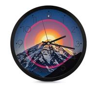 FHESDCW 10 Inch Silent Wall Clock Round Modern Decorative Clocks - Battery Operated, The Sun Wall Clock for Office, Bedroom, Living Room, Black-Style