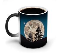 FHESDCW 11 Oz Pine Trees of The Moon Mug Magic Color Changing Ceramic Mug Heat Sensitive Coffee Cup with Print Design Perfect for Hot Cold Drinks Fun Gift for Wedding Birthday Mothers Day