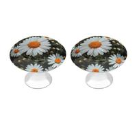 FHESDCW 2 Pack Stainless Steel Cabinet Knobs with Screws, Bohemian Daisy Badge Drawer Pulls Easy Installation, Modern Cabinet Pulls for Kitchen, Bathroom, Dresser
