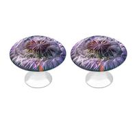 FHESDCW 2 Pack Stainless Steel Cabinet Knobs with Screws, Botany Dandelion Purple Drawer Pulls Easy Installation, Modern Cabinet Pulls for Kitchen, Bathroom, Dresser