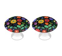 FHESDCW 2 Pack Stainless Steel Cabinet Knobs with Screws, Colorful Flowers and Leaves Drawer Pulls Easy Installation, Modern Cabinet Pulls for Kitchen, Bathroom, Dresser