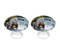 FHESDCW 2 Pack Stainless Steel Cabinet Knobs with Screws, Grizzlies in River Falls Drawer Pulls Easy Installation, Modern Cabinet Pulls for Kitchen, Bathroom, Dresser