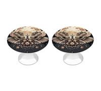 FHESDCW 2 Pack Stainless Steel Cabinet Knobs with Screws, Moon and Flowers Drawer Pulls Easy Installation, Modern Cabinet Pulls for Kitchen, Bathroom, Dresser