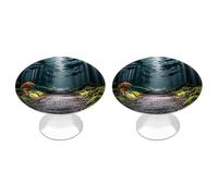 FHESDCW 2 Pack Stainless Steel Cabinet Knobs with Screws, Mushrooms on The Dark Drawer Pulls Easy Installation, Modern Cabinet Pulls for Kitchen, Bathroom, Dresser
