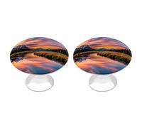 FHESDCW 2 Pack Stainless Steel Cabinet Knobs with Screws, Sunset Reflection Drawer Pulls Easy Installation, Modern Cabinet Pulls for Kitchen, Bathroom, Dresser