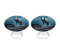 FHESDCW 2 Pack Stainless Steel Cabinet Knobs with Screws, The White Wolf on The Rock Drawer Pulls Easy Installation, Modern Cabinet Pulls for Kitchen, Bathroom, Dresser
