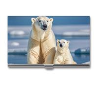 FHESDCW 2 Polar Bears Business Card Holder for Men & Women, Professional Card Case with Buckle Style Shut, Compact And Portable Metal Case for Office Workers, style, One Size, Classic