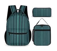 FHESDCW 3-in-1 Backpack Set with Lunch Bag & Pencil Case, Dark Retro Minimalist Pattern Backpack with Front Pocket, Insulated Lunch Tote, Large Capacity Pencil Pouch