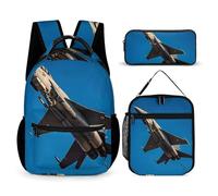 FHESDCW 3-in-1 Backpack Set with Lunch Bag & Pencil Case, Fighter Backpack with Front Pocket, Insulated Lunch Tote, Large Capacity Pencil Pouch