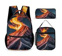 FHESDCW 3-in-1 Backpack Set with Lunch Bag & Pencil Case, Marble Patterns Resembling Mountain Peaks Backpack with Front Pocket, Insulated Lunch Tote, Large Capacity Pencil Pouch