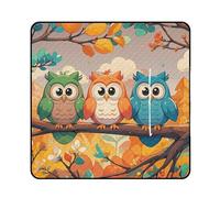 FHESDCW 3 Owls Picnic Blanket with Zippered Tote Bag, Waterproof Portable Outdoor Blanket, Lightweight Foldable Outdoor Mat for Beach, Camping, Park, 200x200cm