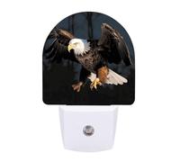 FHESDCW 3D Bald Eagle Night Lights Plug Into Wall, LED Nightlights Auto On/Off Dusk to Dawn Sensor, Energy Efficient Night Lamp Soft Glow for Hallway Bedroom Bathroom Kitchen, 0.5W