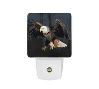 FHESDCW 3D Bald Eagle Night Lights Plug Into Wall, LED Nightlights Auto On/Off Dusk to Dawn Sensor, Energy Efficient Night Lamp Soft Glow for Hallway Bedroom Bathroom Kitchen, 0.5W