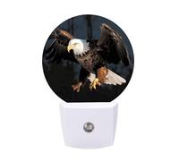 FHESDCW 3D Bald Eagle Night Lights Plug Into Wall, LED Nightlights Auto On/Off Dusk to Dawn Sensor, Energy Efficient Night Lamp Soft Glow for Hallway Bedroom Bathroom Kitchen, 0.5W