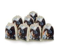 FHESDCW 8-Pack Fire Breathing Dragons Gift Bags, Durable & Portable Linen Drawstring Bags, Reusable Storage Bag for Jewelry, Candy, Wedding, Travel, 4.9 X 6.7 Inch