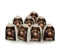 FHESDCW 8-Pack Oak Barrels for Storing Wine Gift Bags, Durable & Portable Linen Drawstring Bags, Reusable Storage Bag for Jewelry, Candy, Wedding, Travel, 4.9 X 6.7 Inch