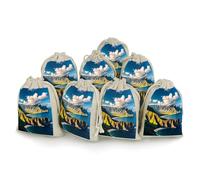 FHESDCW 8-Pack Seaside Mountain Skyline Gift Bags, Durable & Portable Linen Drawstring Bags, Reusable Storage Bag for Jewelry, Candy, Wedding, Travel, 4.9 X 6.7 Inch