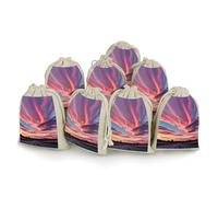 FHESDCW 8-Pack Sky Scenery of Sunset Beauty Gift Bags, Durable & Portable Linen Drawstring Bags, Reusable Storage Bag for Jewelry, Candy, Wedding, Travel, 4.9 X 6.7 Inch