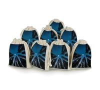 FHESDCW 8-Pack The Starry Night Sky Gift Bags, Durable & Portable Linen Drawstring Bags, Reusable Storage Bag for Jewelry, Candy, Wedding, Travel, 4.9 X 6.7 Inch