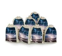 FHESDCW 8-Pack Thunder And Lightning in A Storm Gift Bags, Durable & Portable Linen Drawstring Bags, Reusable Storage Bag for Jewelry, Candy, Wedding, Travel, 4.9 X 6.7 Inch