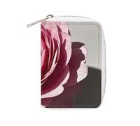 FHESDCW A Beautiful Flower Card Holder for Men Women, Leather Credit Card Holder with 20 Card Slots Small Purse with Zipper