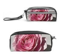 FHESDCW A Beautiful Flower Pencil Case Large Capacity with Zipper, Hanging Water Proof Cosmetic Bag for Travel, Vintage Leather Pencil Pouch for Women Men