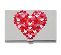 FHESDCW A Big Heart Small Hearts Business Card Holder for Men & Women, Professional Card Case with Buckle Style Shut, Compact And Portable Metal Case for Office Workers, style, One Size, Classic