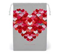 FHESDCW A Big Heart Small Hearts Drawstring Bag Canvas, Reusable Travel Jewelry Pouches, Washable Storage Bags for Gift, Candy, Cosmetics 12 * 18cm
