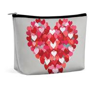 FHESDCW A Big Heart Small Hearts Makeup Bag for Women PU Leather Waterproof Cosmetic Bag with Zipper Portable Travel Makeup Organizer