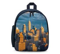 FHESDCW A Busy Town in The City Backpack for Men Women, Durable Small Bookbag Lightweight Daypack for Travel, Hiking, Blue-style, One Size, Daypack Backpacks