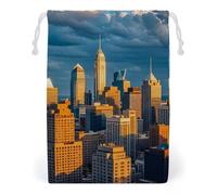 FHESDCW A Busy Town in The City Drawstring Bag Canvas, Reusable Travel Jewelry Pouches, Washable Storage Bags for Gift, Candy, Cosmetics 20 * 25cm