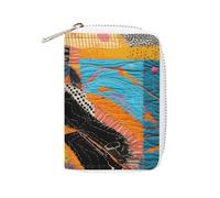 FHESDCW A Colorful Quilt Leather Card Bag Credit Card Holder Zipper Wallet With 20 Card Slots Slim Wallet Debit Card Protector Organizer Case, style, 16x11.5cm