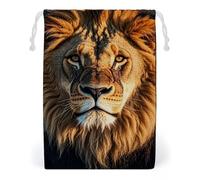 FHESDCW A Lion Drawstring Bag Canvas, Reusable Travel Jewelry Pouches, Washable Storage Bags for Gift, Candy, Cosmetics 12 * 18cm