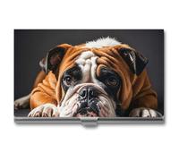 FHESDCW A Sad Bulldog Business Card Holder for Men & Women, Professional Card Case with Buckle Style Shut, Compact And Portable Metal Case for Office Workers, style, One Size, Classic